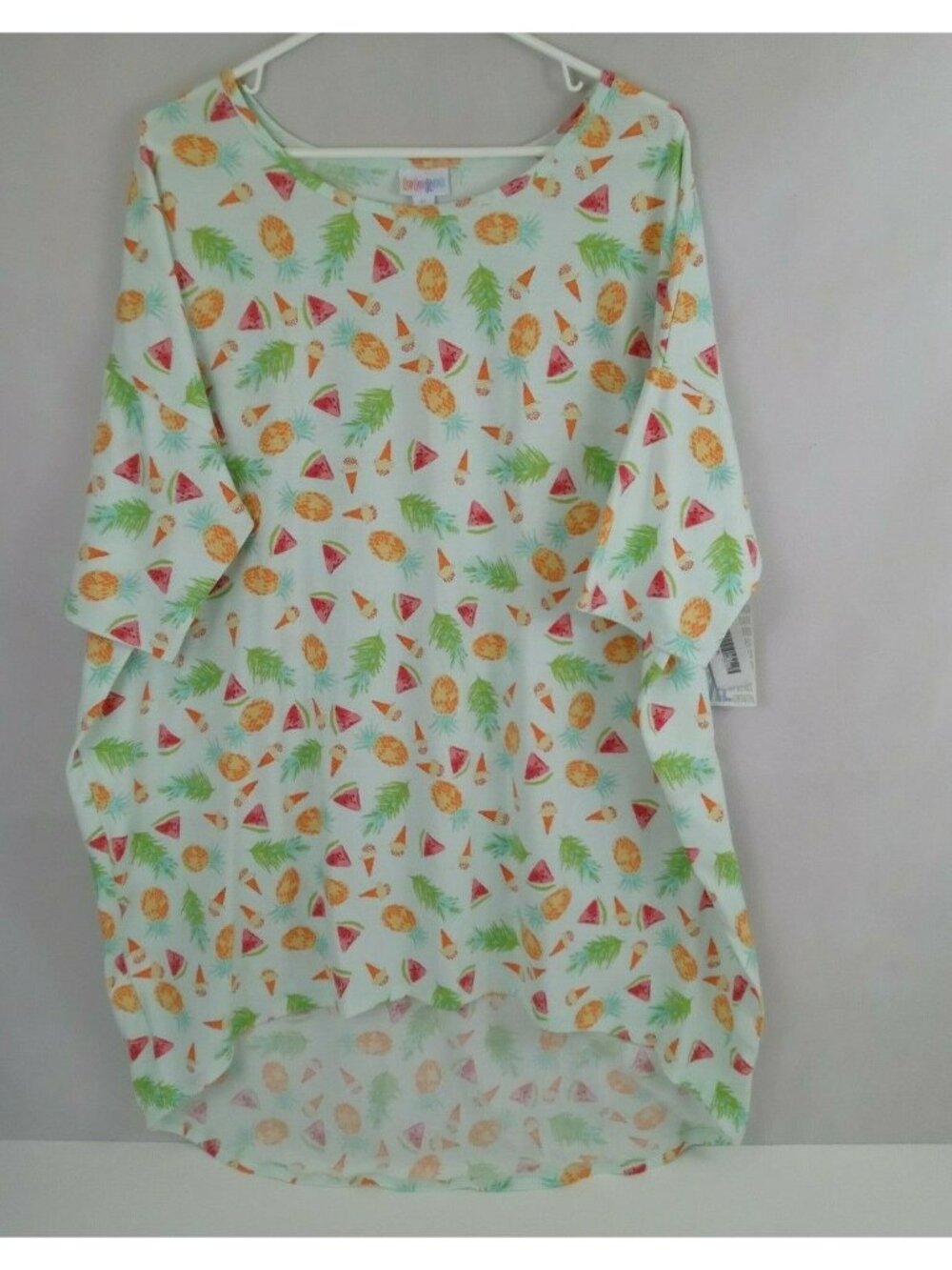 NWT Lularoe Irma Tunic Unicorn With Watermelon, Ice Cream, & Pineapple Design XL